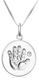 Sterling Silver April Birthstone Handprint Pendant, 18