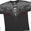 Winged Skull and Sword T-Shirt, Skull Pinstripe Liquid Blue Full Shirt Designs