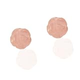 10KT Yellow Gold Rose Quartz Flower Stud Earrings