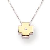 Sterling Silver Gold Plated With Diamond Cross Pendant