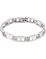 14K White-Gold Gents Diamond Bracelet by US Gems