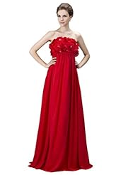 Strapless Chiffon Beaded Fitted Prom Dress  with a Brush/Sweep Train 