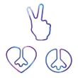 Shaped Rubber Bands - PEACE Shapes (Purple Tie Dye - 12 Pack) Tye-dyed