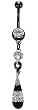 BLACK CZ ART DECO DROP NAVEL RING