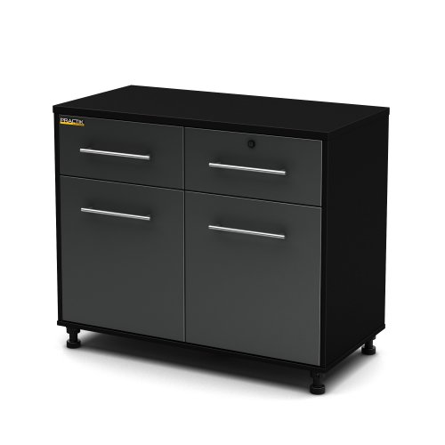 South Shore Karbon Collection Base Storage Cabinet, Pure Black/ Charcoal On Sale