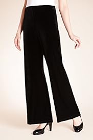 Flat Front Velour Wide Leg Trousers