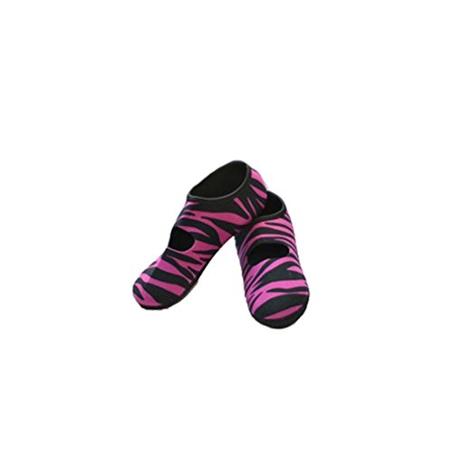 Nufoot Mary Janes Indoor Womens Shoes Slipper, Pink Zebra, Large