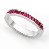 14k White Gold Channel set Ruby Wedding Band Ring