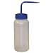 Vestil BTL-WW-16B Wide Mouth Low Density Polyethylene (LDPE) Round Squeeze Wash Bottle with Wide Neck and Blue Cap, 16 oz Capacity, Translucent