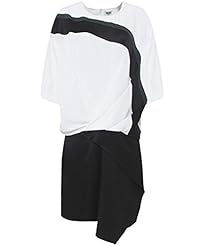 Polyester/Viscose/Wool Two-Toned Draped Round Neck Mini Dress 