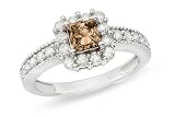 1 1/5 Carat Chocolate and White Diamond 14K White Gold Ring