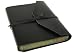 Positano Black Hand Brushed Italian Italian Leather Journal With Marbled Pages Large Size (15cm x 21cm)