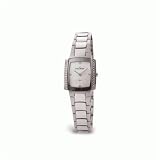 Skagen WoMens Stainless Steel Square Watch with White Mother of Pearl Dial and Crystal Bezel and... by Skagen