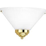 Progress Lighting P7125-10 Wall Sconce with Etched-Glass Cone, Polished Brass