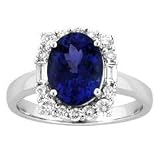 14k White Gold Oval Tanzanite and Diamond Ring 3.41 TCW