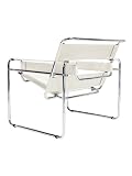 Alphaville Design SA-DESS-MI_BW Dessau Chair, Triple Chrome Steel Frame, Thick Saddle Leather, Plastic Floor Protectors, Bright White