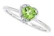 0.53Ct Heart Shaped Peridot and Diamond Ring in 10Kt White Gold