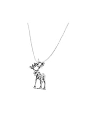 Sterling Silver Three Dimensional Medium Moose Necklace