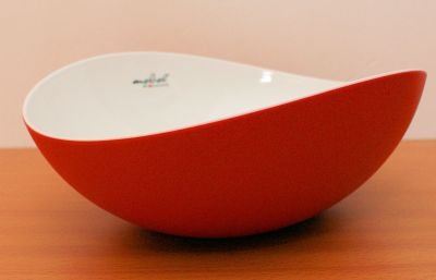 Mebel EN15-M02MV-RED Medium Size Oblong Salad Bowl in 2-Tone Melamine, Inside White Outside Red