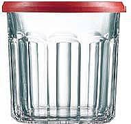 Arc International Luminarc Working Glass, 14-Ounce with Red Lids, Set of 6