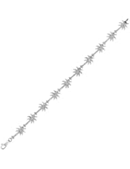 Silver 7.25" Rhodium Finish Shiny Palm Tree Sea Life Bracelet With Lobster Clasp White Cubic Zirconia