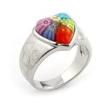 Multi Color Millefiori Heart Ring