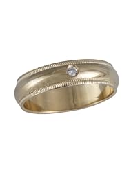 14k Yellow Gold Round-Cut Diamond Men & Ladies Couple Wedding Ring Band (0.11... by 