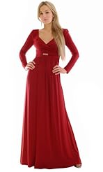 Long Sleeves Elastane/Rayon Stretchy Empire   Waistline Jumpsuit/Maxi Dress 