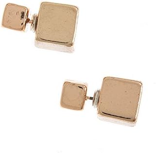 CONTEMPO COUTURE METAL CUBE DOUBLE STUDDED EARRINGS (Copper)