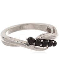 Sterling Silver Onyx 5 Stone Ring, Size 7