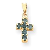 14k Small Emerald Cross Pendant