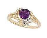 Heart-shaped Amethyst & Diamond Heart Ring 10k Yellow Gold