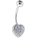 Jewelry : Solid 14KT White Gold Genuine DIAMOND Paved HEART Belly Ring