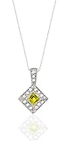 .60 CT DIAMOND SHAPED LEMON QUARTZ & DIAMOND 14K PENDANT