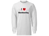 I Love/Heart Skateboarding Adult Long Sleeve T-Shirt In Various Colors & Sizes