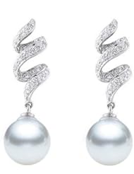 PremiumPearl 9-12mm AAA Quality South Sea Pearl Earrings 18K Gold and Diamonds