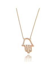 Rose Gold Plated Hamsa Symbol With CZ Micro Inlay Sterling Silver Necklace Diameter 4.5mm*21mm Chain Adjustable 16"-18"