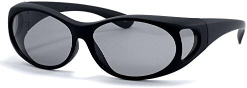LensCovers Sunglasses Wear Over Prescription Glasses Small in Matte-Black with Gray Lens