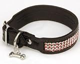 Black Patent Leather Three Row Pink Crystal Rhinestone Dog Collar 16 18 Black Patent Leather Three Row Pink Crystal Rhinestone Dog Collar 16 18