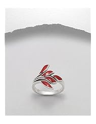 Red Resin Reconstructed stones Ring In 92.5 Sterling Silver
