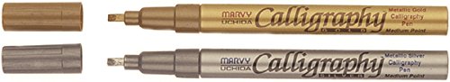 Uchida 125-C-GLD Marvy Chisel Point Pen Tip Calligraphy Paint Marker, Gold