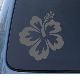 HIBISCUS FLOWER - Hawaiian - Car, Truck, Notebook, Vinyl Decal Sticker #1019 | Vinyl Color: Silver