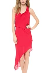 Sexy Cowl Neck Spring Summer Sleeveless Pleated Chiffon  Dress