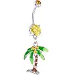 Citrine Gem Palm Tree Dangle Belly Ring