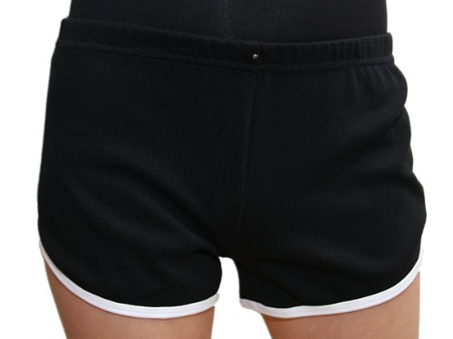 YogaColors Crystal Interlock Running Short Shorts 7301 (Medium, Black/White)