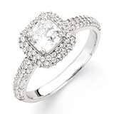 Elegant and Stylish , 3/4 ct. tw. Asscher Cut Semi Mount Engagement Ring in 14K White Gold ( Size 6 ), 100% Satisfaction Guaranteed.