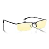 Gunnar Optiks ST003-C001 Emissary Semi-Rimless Advanced Computer Glasses with Squared Off Lenses and Amber Tint, Onyx Frame Finish