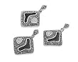 Sterling Silver Marcasite Pendant and Earring Set - Black Onyx and Mother of Pearl