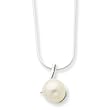 Sterling Silver Simulated Pearl Pendant on Snake Chain - 16 Inch