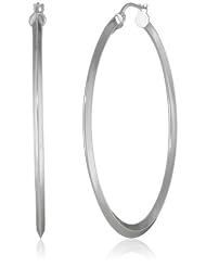 Sterling Silver Tarnish-Free Knife-Edge Hoop Earrings (1.77" Diameter 1.82" Length)